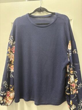 SHEIN Navy Blue Textured Knit Top